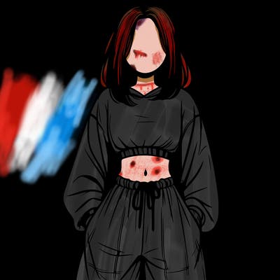 realistic girl faceless with baggy pants and a crop top