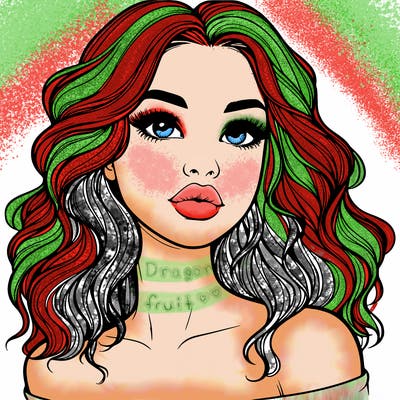 realistic girl with wavy hair and lips