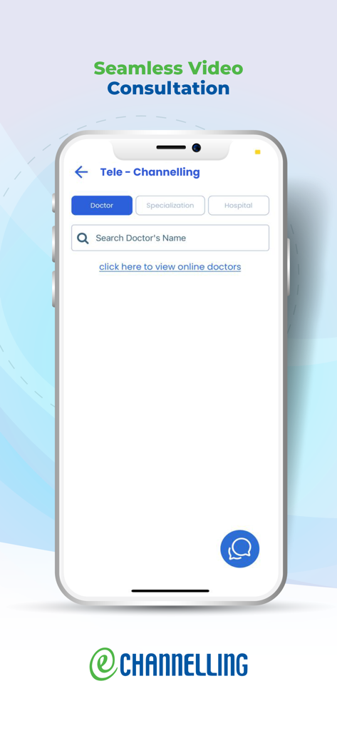 eChannelling - eChannelling mobile app screen showing the Tele-Channelling interface for searching doctors and booking video consultations