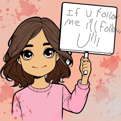 realistic girl holding up a sign