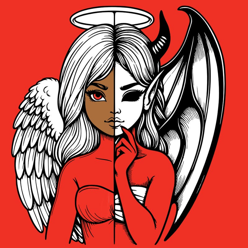 realistic angel half demon