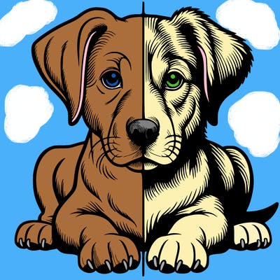 realistic dog split picture