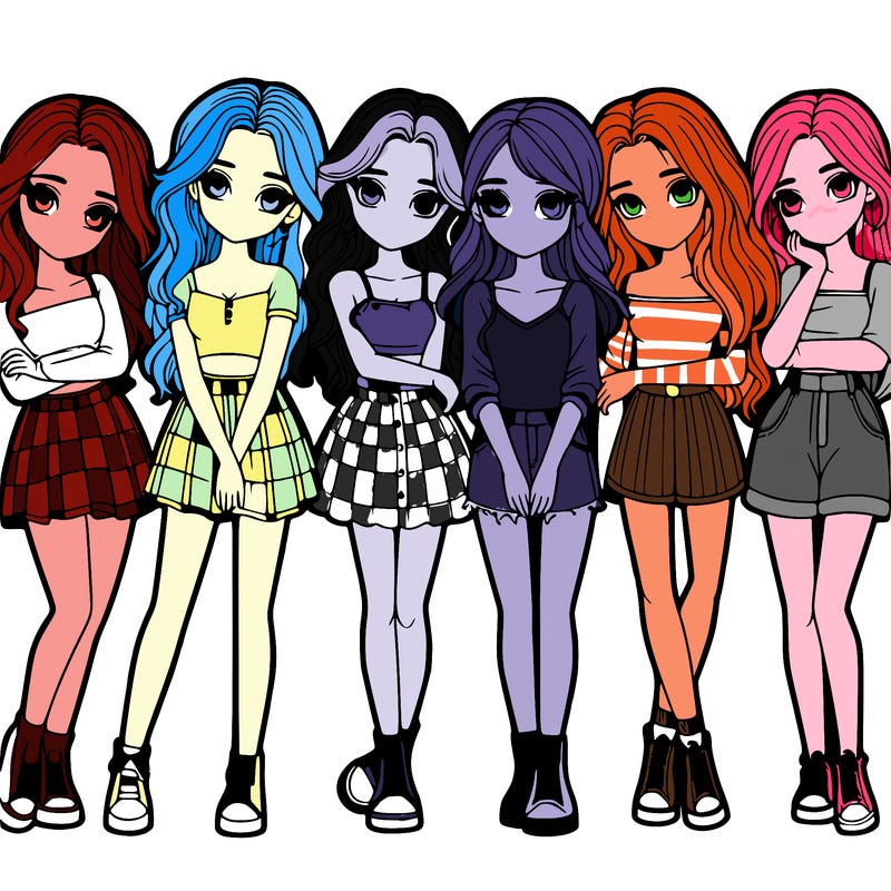 a group of girls realistic