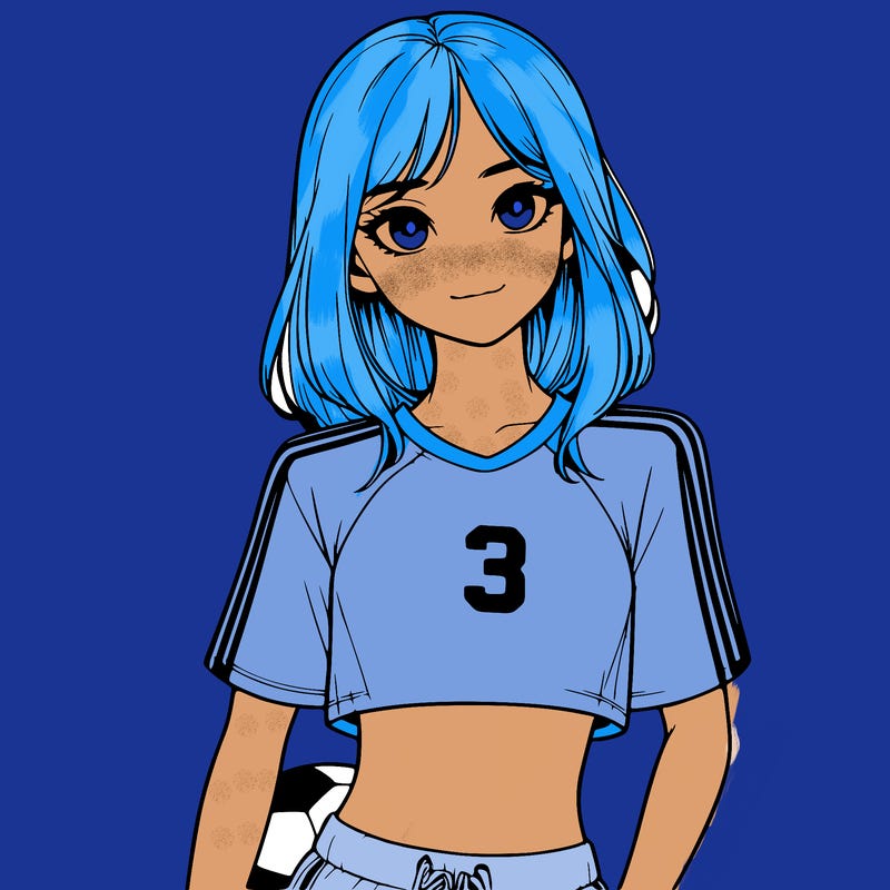 realistic girl wearing soccer jersey