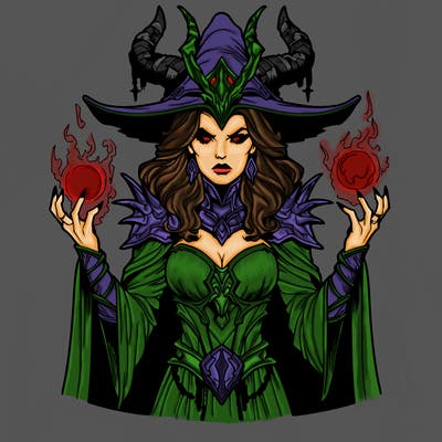 realistic evil sorceress fantasy chaos