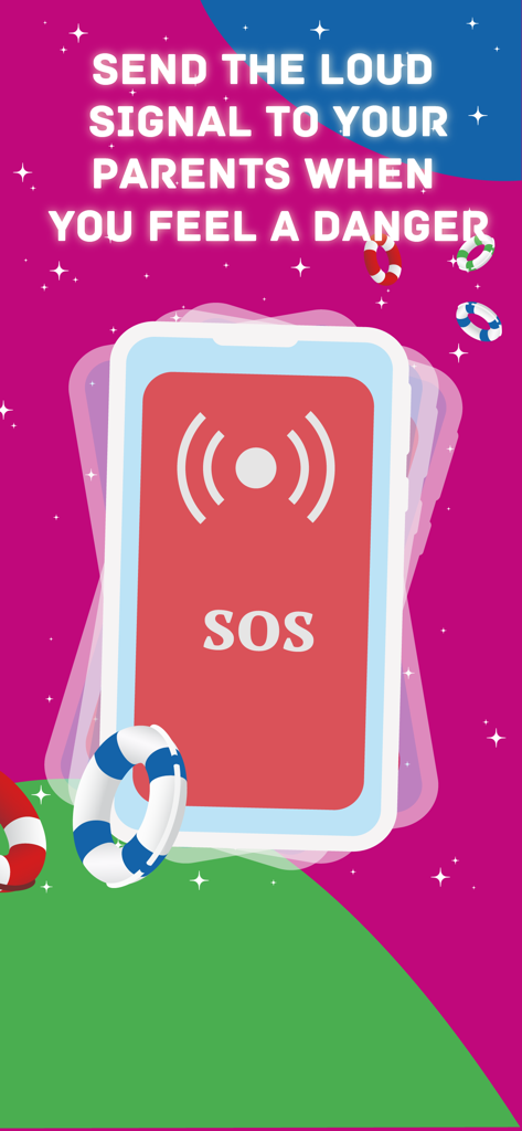 Tigrow! by Kid Security - TigrowアプリのSOSアラート画面。子供が親に緊急信号を送信するためのものです。