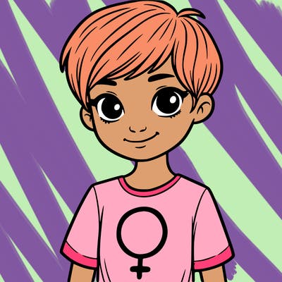 girl with pixie cut and feminist shirt