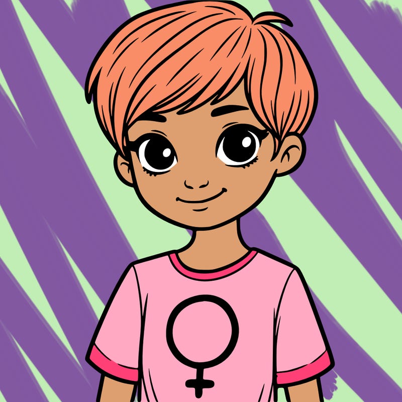 girl with pixie cut and feminist shirt