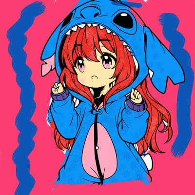 anime girl in a stitch onsie