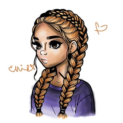 realistic girl with braids