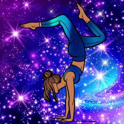 a woman doing a handstand