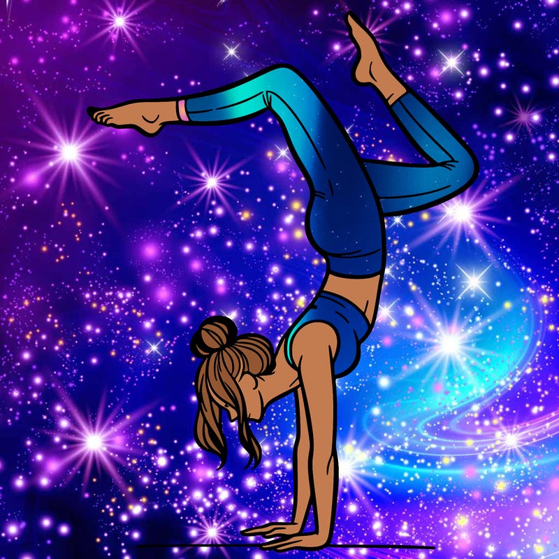 a woman doing a handstand