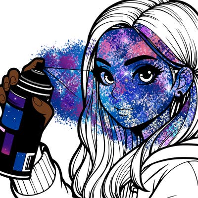 a realistic girl spray, painting