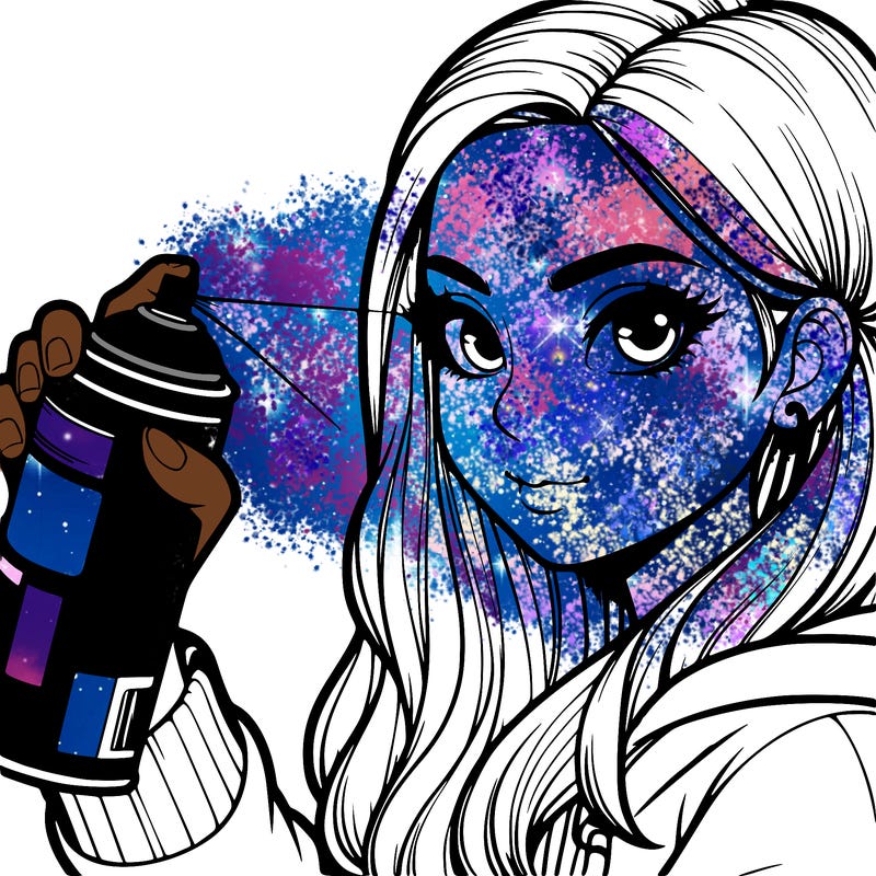 a realistic girl spray, painting