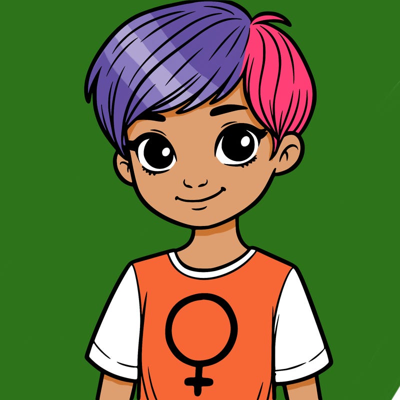 girl with pixie cut and feminist shirt