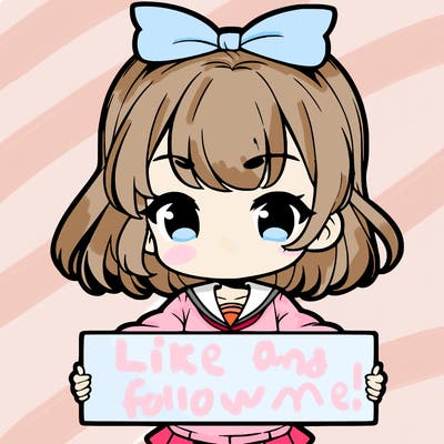 cute anime girl holding a sign