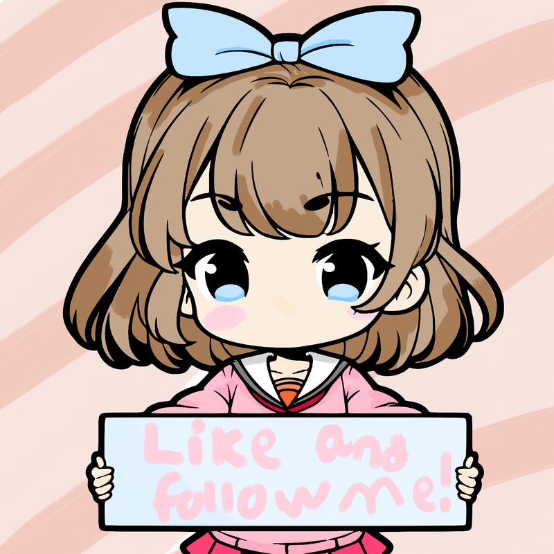 cute anime girl holding a sign
