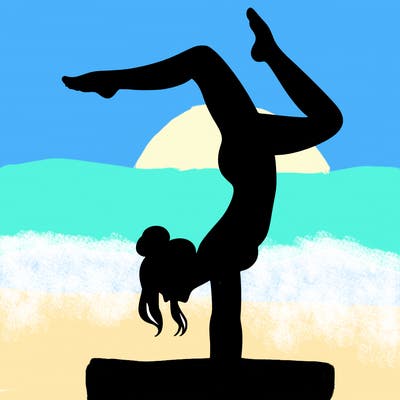 a woman doing a handstand