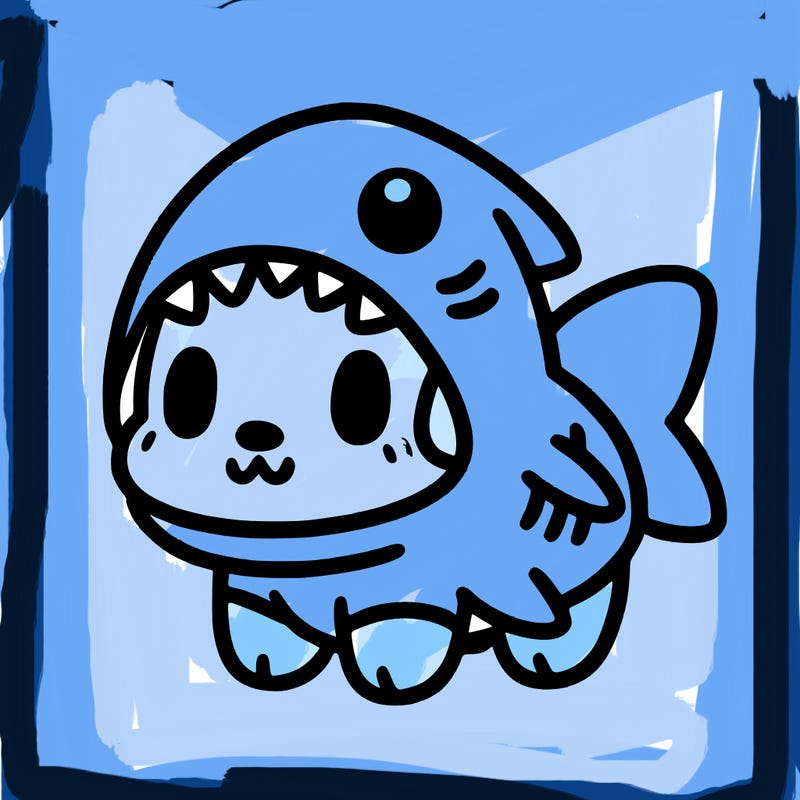 cute dog wearing a shark costume