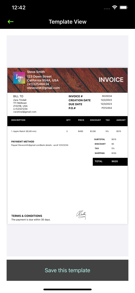 Invoiceto : Invoice Generator - Professional invoice template preview with business logo and payment details