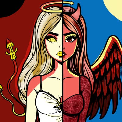 devil vs angel realistic girl
