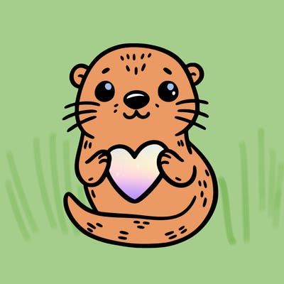 otter with a heart