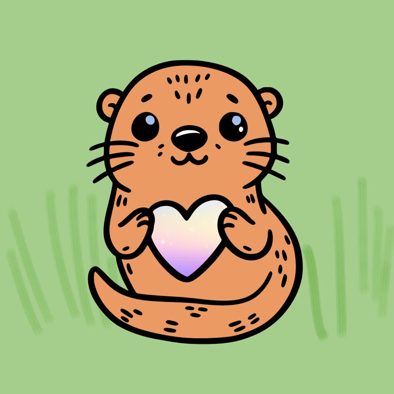 otter with a heart
