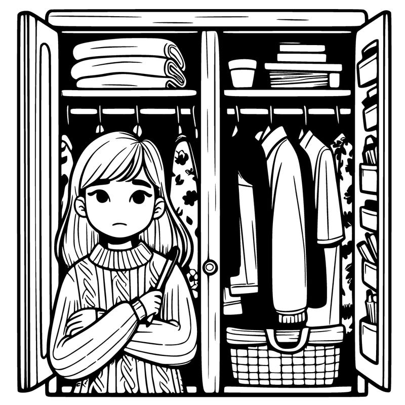 a realistic girl locked in a closet