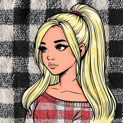 realistic girl with a high ponytail