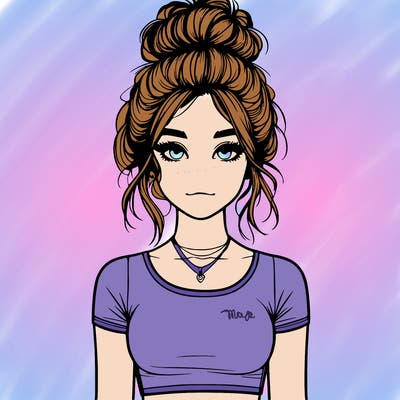 realistic girl with messy bun and croptop