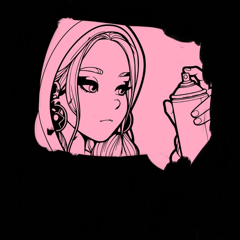 a realistic girl, spray painting