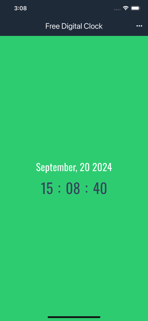 Digital Analog Clock - Vollbild-Digitaluhr, die Datum und Uhrzeit auf grünem Hintergrund anzeigt