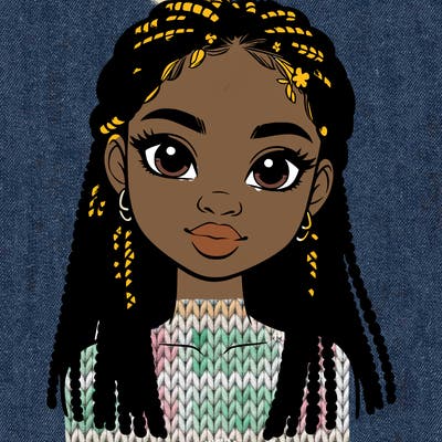 a realistic black girl with braids