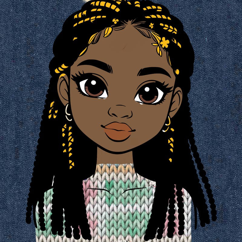 a realistic black girl with braids