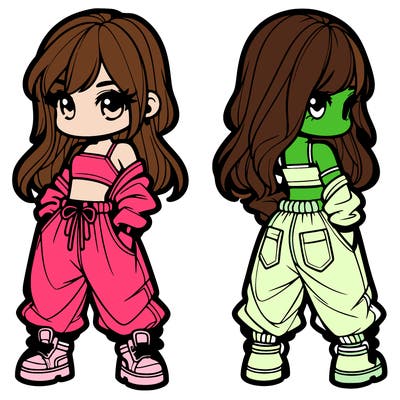 girl in crop top and baggy pants