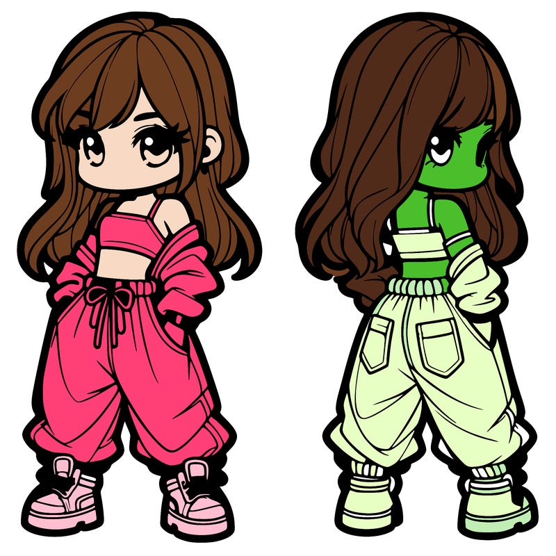 girl in crop top and baggy pants