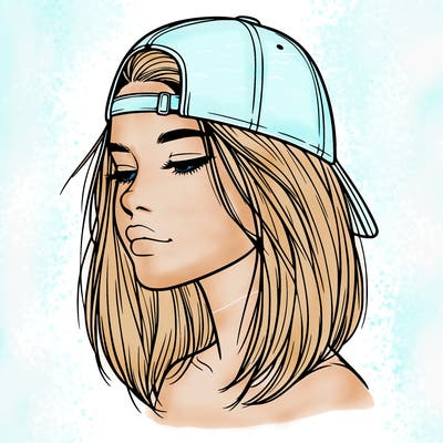 realistic  girl with a backwards hat