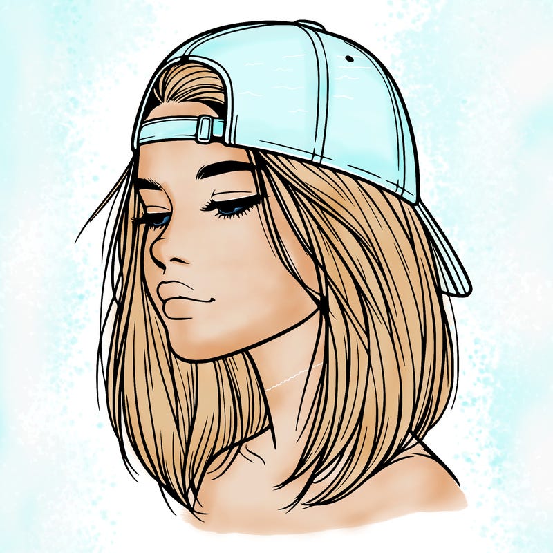 realistic  girl with a backwards hat