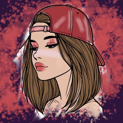 realistic  girl with a backwards hat