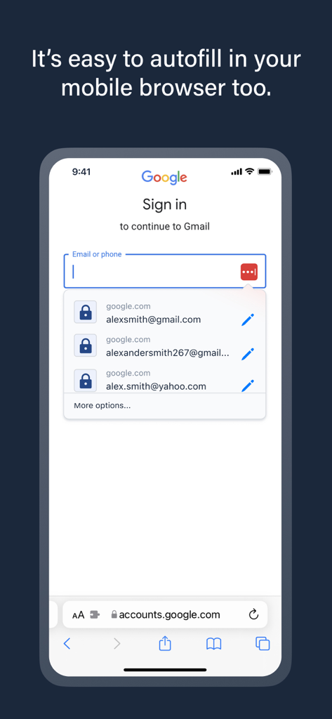 LastPass password manager autofilling login credentials in a mobile browser