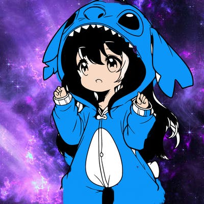 anime girl in a stitch onsie