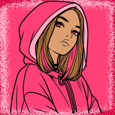 a realistic girl in a hoodie