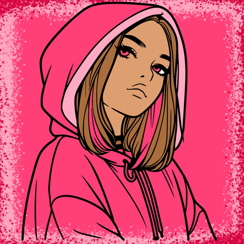 a realistic girl in a hoodie