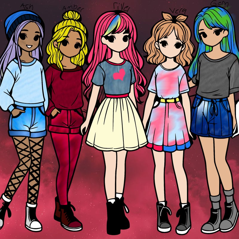 a group of five girls