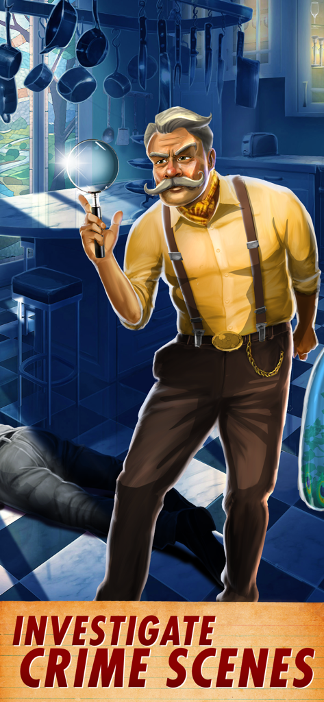 Clue: Classic Edition - Colonel Mustard investigating a crime scene in the kitchen from Clue Classic Edition