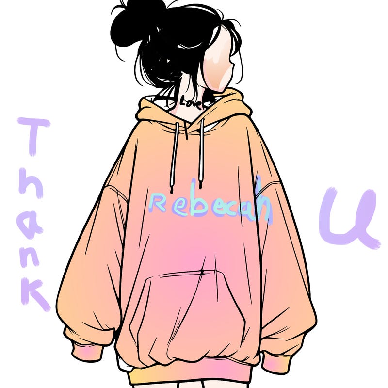 realistic girl with a oversized sweatshirt on and a bun