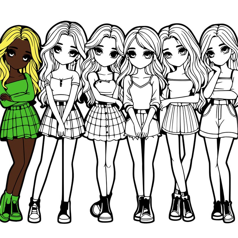 a group of girls realistic