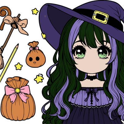 realistic cute witch