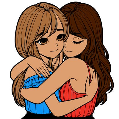 realistic girls hugging