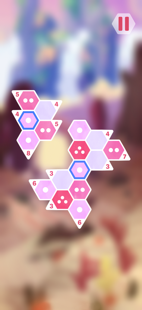 Hexologic - Sudoku Puzzle Game - A pink and purple hexagonal logic puzzle from the game Hexologic